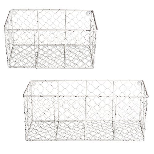 Dii Z01996 Rustic Farmhouse Vintage Chicken Wire Wall Basket White