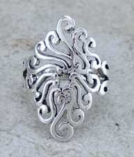 EXOTIC .925 STERLING SILVER FILIGREE SWIRL RING size 9 style r2406