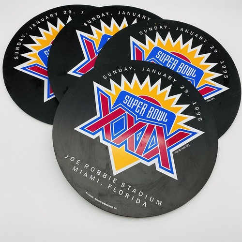 Vintage 1995 Super Bowl XXIX Kunststoff Platte Tablett 4er Set AC Verkauf