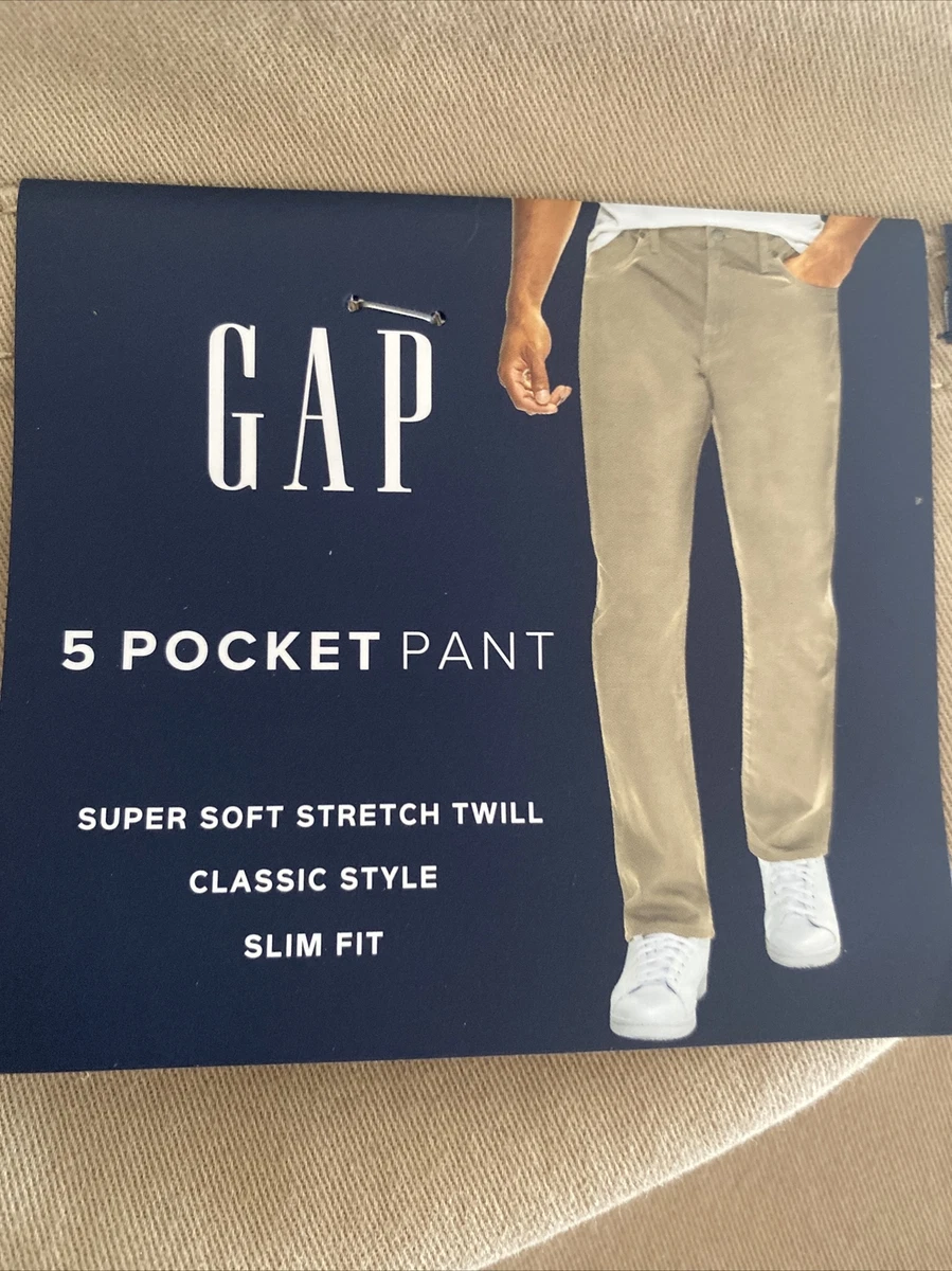 Gap men's 38X32 five pocket pants stretch twill classic style slim