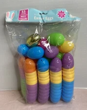 55 Pcs colorful & 1 gold Easter eggs, Empty Plastic Easter Eggs.