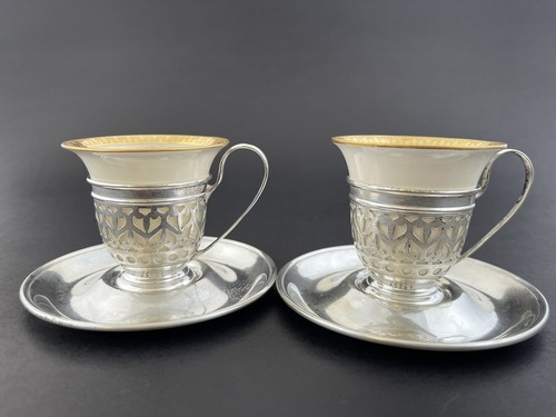 Gorham Sterling Silver Liner & Saucer A5550 A5549 c. 1907 Lenox Demitasse Liner - Picture 4 of 24