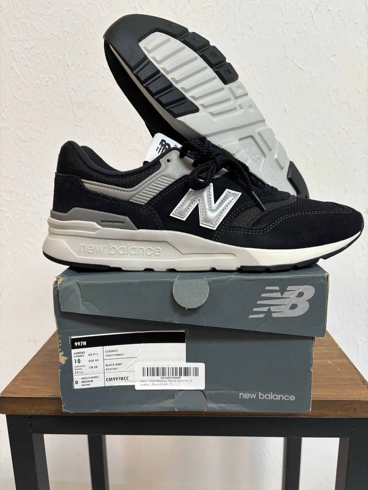 New Balance Mens 997H Black Grey CM997HCC Size 10 Running Lifestyle New in Box
