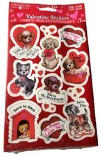 American Greetings AGC 1994 Valentines Day Stickers 4 Sheets Puppy Dogs VTG New