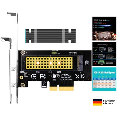 PA09-HS M.2 NVMe zu PCIe 4.0 X4 Adapter mit M.2 Kühlkörper für 2280/2260/2242...