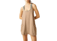 FREE PEOPLE ' WOMENS ' HOT SHOT MINI DRESS ' MOCHA ' BUILT IN SHORTS - POCKETS