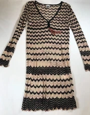 Missoni Women's Long Sleeve Brown Knit Lace Dress, Size 2