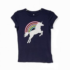 Gap Kids Glitter Unicorn Rainbow Navy T-Shirt Size XL/12 NWT