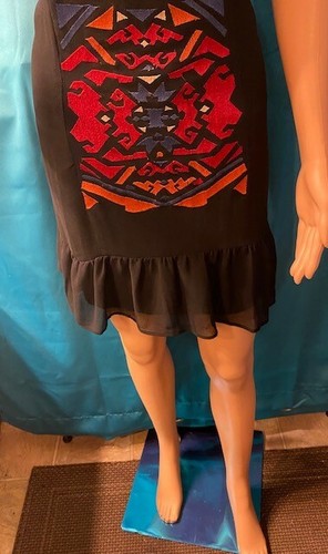Angie Women Mini Aztec Black Dress Size Extra Large - Picture 3 of 6