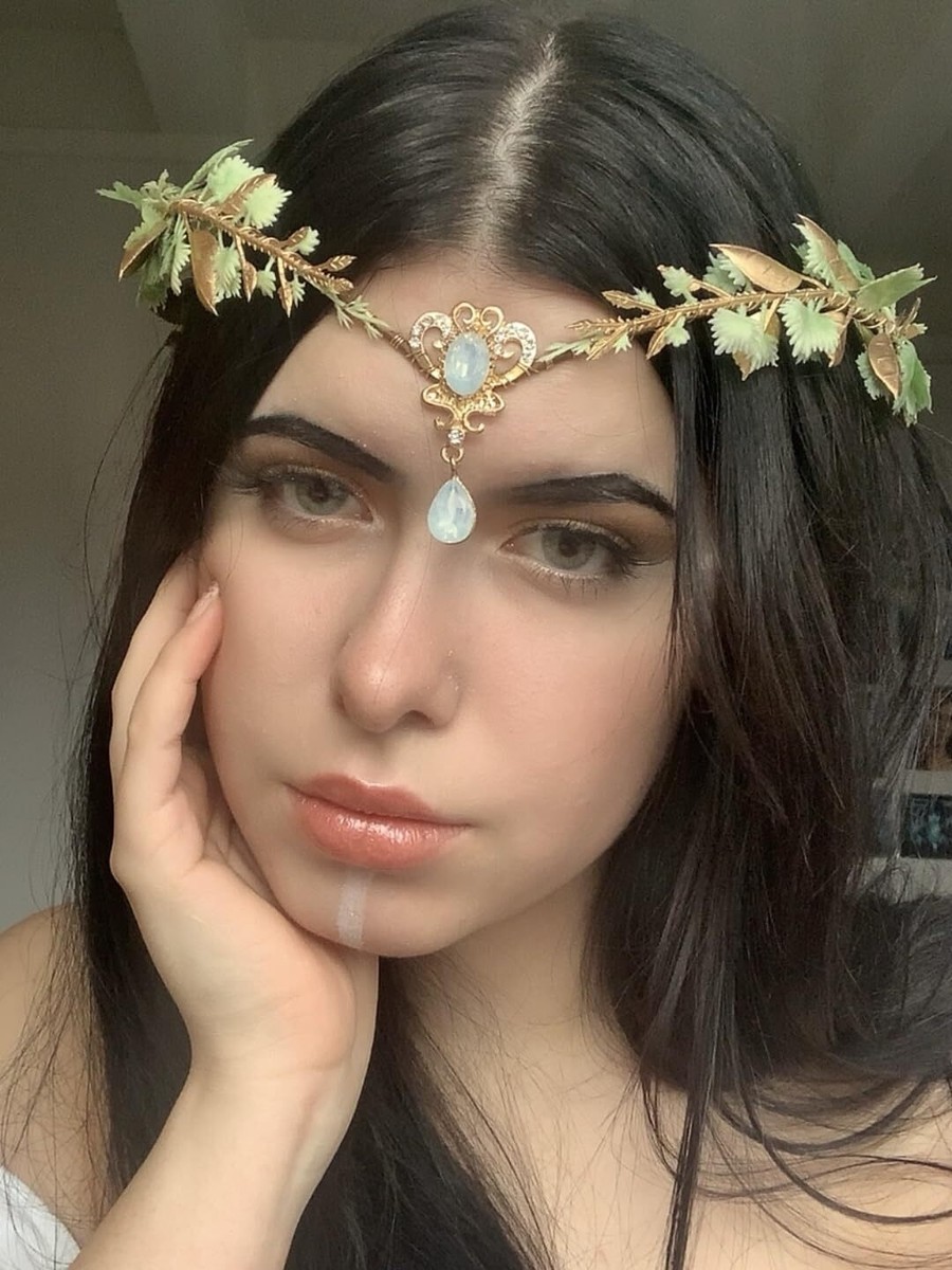 Woodland Flower Elf Headpiece - Floral Headband Leaf Fairy Crown