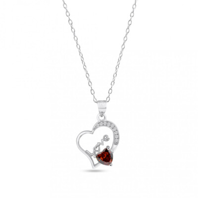 14K WEISSGOLD ÜBER 925 STERLINGSILBER LIEBE HERZ HALSKETTE ANHÄNGER / 18'' KETTE