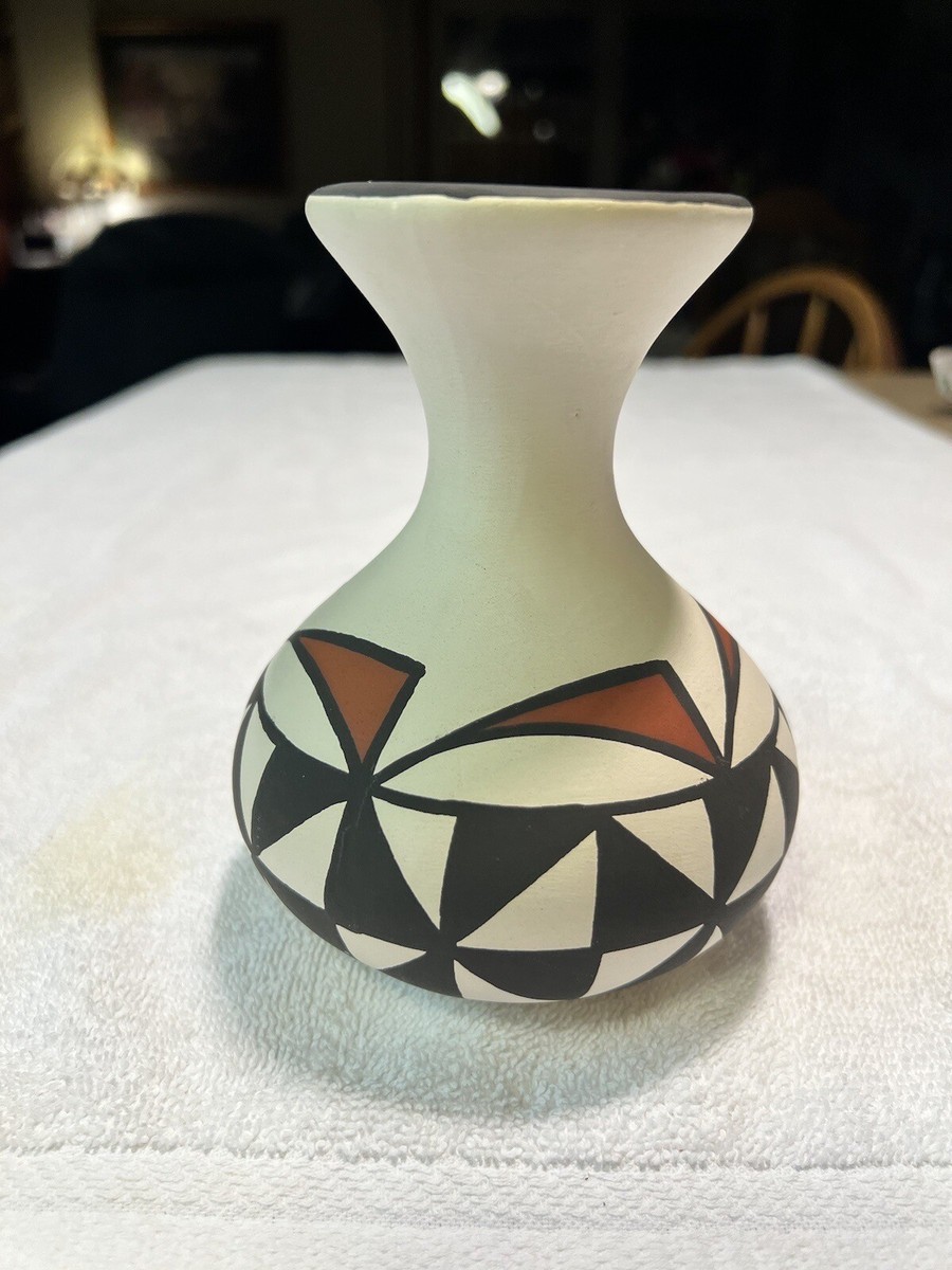 Vintage Acoma Pueblo Pottery Vase Signed Native American Art T.S.