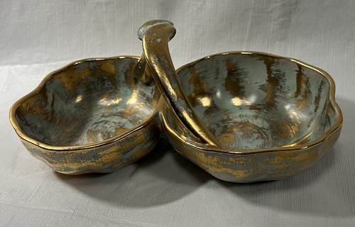 Vintage Stangl Hand Painted Double Candy Dish - Antique Gold - Bild 6 von 8