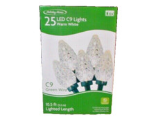 NEW 25ct LED C9 Faceted Warm White In/Outdoor Holiday Party String Lights