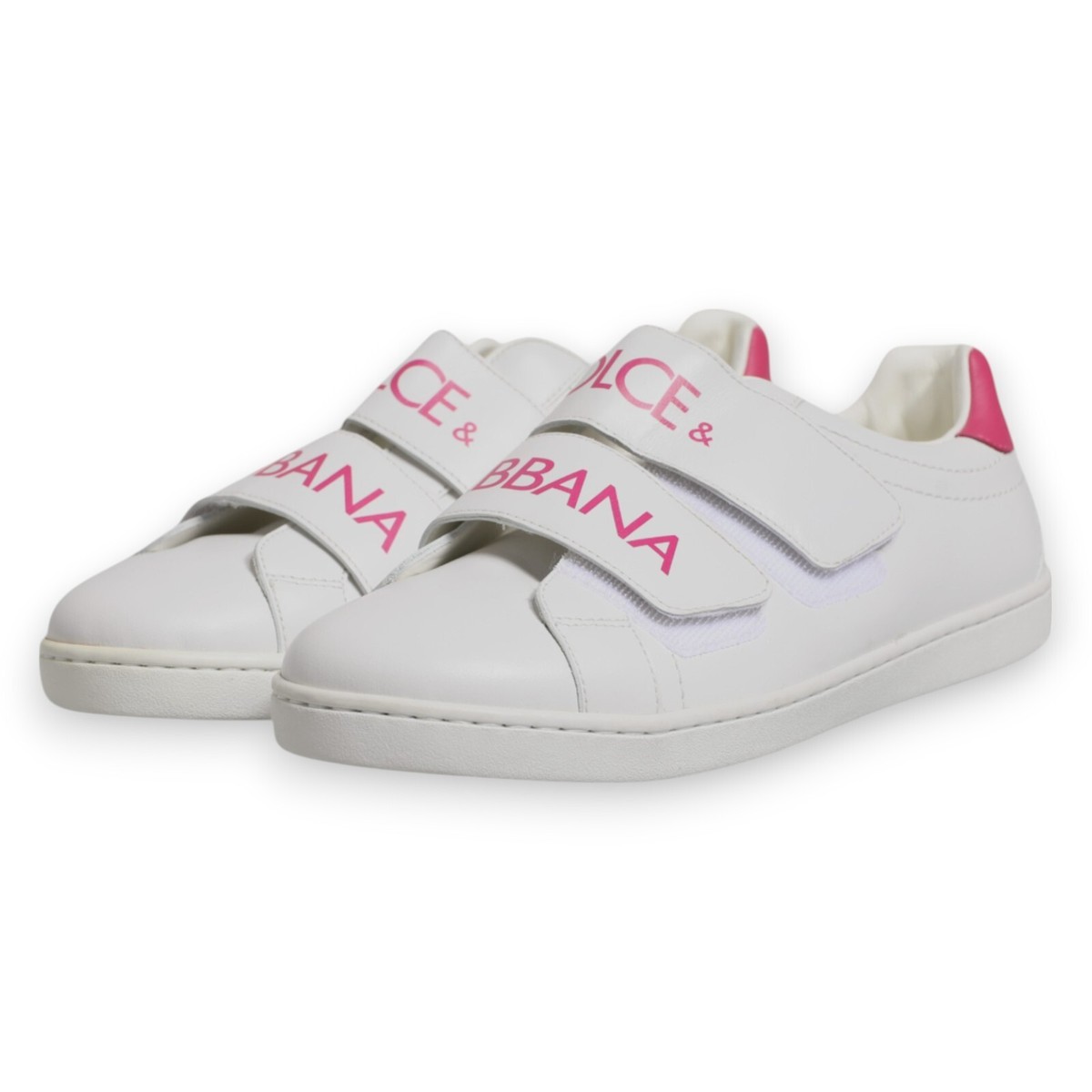 DOLCE & GABBANA Kids Shoes White Pink Strap Low Top Sneakers