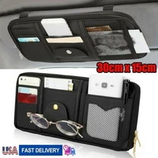 PU Leather Car Sun Visor Organizer Pouch Bag Muti Pocket Card Storage Holder US