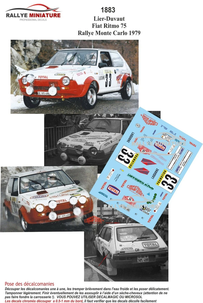 Planche De Décalcomanies 1/18 Rallye WRC 2012 - Monte-Carlo / Suède - COLORADO