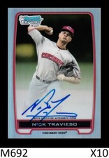1-2012 BOWMAN CHROME DRAFT REFRACTOR AUTO NICK TRAVIESO REDS QTY