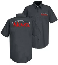 Mechanic Style Button Up Shirt w/ 1968-1974 Chevrolet Nova Emblem / Logo