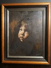 Child Face Oil Painting by NORMAN McGARY, Hanna Barbera Illustrator RARE 1982