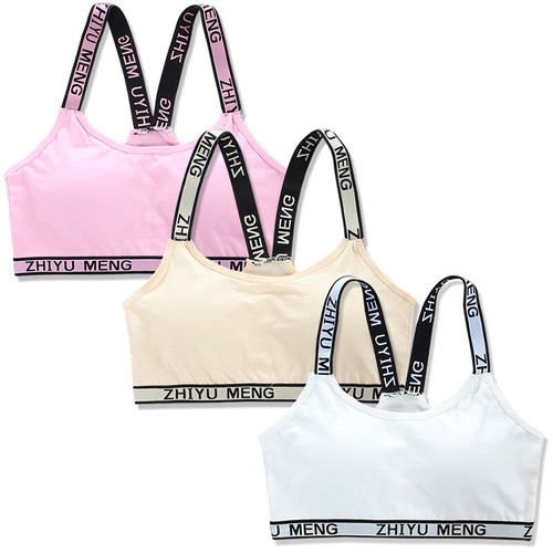 3 x Cotton Training Bra Sports Bra Underwear for Teenage 8-16 Years Girls' Vest - Picture 15 of 18