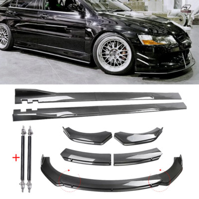 For Mitsubishi Lancer Evo 7/8/9 Front Lip Chin Bumper Spoiler Carbon Fiber Side