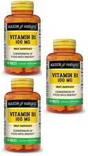 Mason Natural Vitamin B1 (Thiamin) 100 mg 100 count X 3 Packs