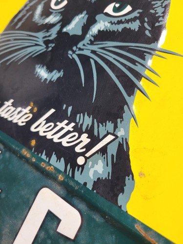 VINTAGE BLACK CAT SIGN OLD EMBOSSED METAL CIGARETTE TOBACCO STORE ADVERTISING - Picture 17 of 24