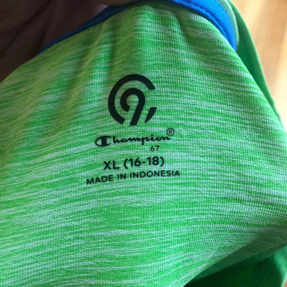 Champion Shirt Girls XL Short Sleeve Green Top Sport Youth Athletic - Image 3 of 4