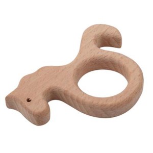 Wooden Safe Natural Cute Animal Shape Ring Baby Teether Teething Cute Shower Toy
