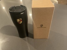 Porsche Thermo Mug Metal Logo Travel Cup Matte Black. Nib. No Reserve