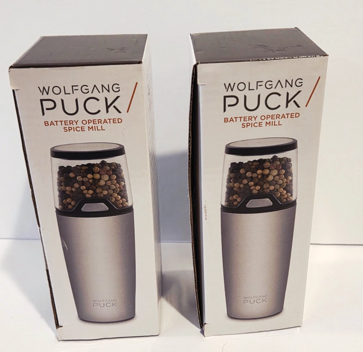 Two Wolfgang Puck Spice Mills NIB Battery Operated