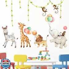 Mfault Jungle Safari Animals Wall Decals Stickers, Wild Animals Lion Elephant