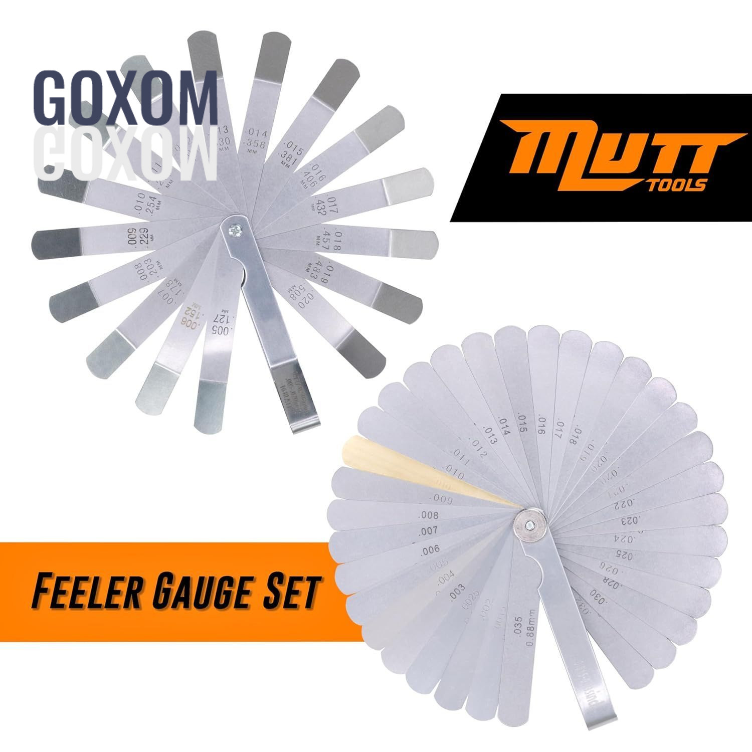 2Pc Straight & Angled Feeler Gauge Set - Inch & Metric for Valves, Filler Gauge 