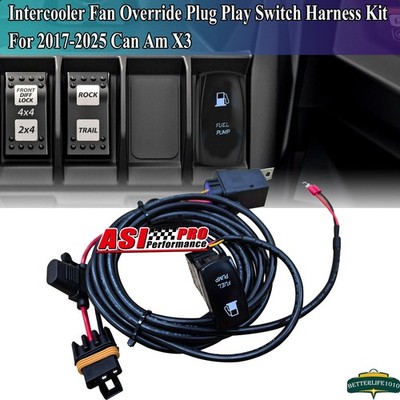 Intercooler Fan Override Plug Play Switch Harness Kit fit 2017-2025 Can Am X3;.