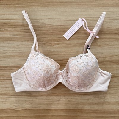 NWT Victoria's Secret Bra 34B Tan Nude Lace Lightly Lined Demi Underwire