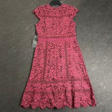 WHITE HOUSE BLACK MARKET Short Sleeve Lace Fit-and-Flare Dress Size 8