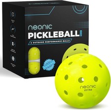 Neonic Precision Pickleballs Regulation Size, 40 Drilled Holes 4-PK Balls,Yellow