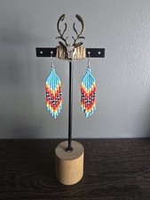 Multicolor Glass Seed Bead Dangle/Drop Hook Earrings, Asymmetrical