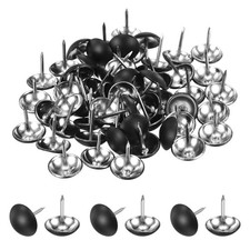 60Pcs Upholstery Tacks, 11 x 17mm Round Cap Black Thumb Tacks, Bright Black