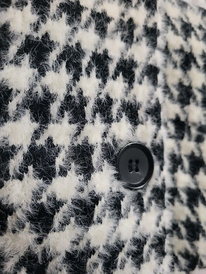 Abrigo Suéter Max Studio Negro Blanco Pata de Gallo L Esponjoso Largo Línea Suave Nuevo Foto 4 de 4