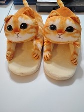 Cat Slippers Orange, Size 7-8 Women  s USA, Orange Cat