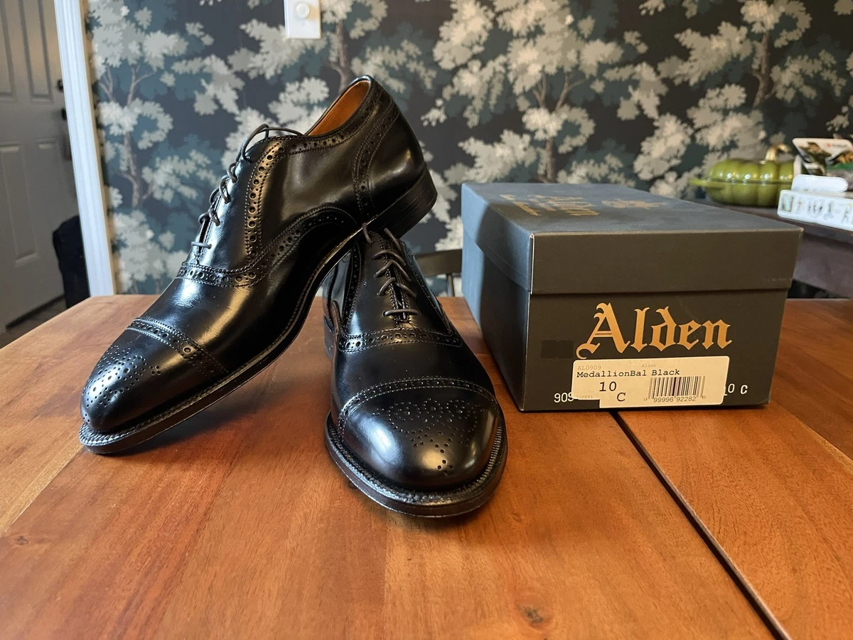 Alden 909 Medallion Balmoral Oxford Black Leather Dress Shoes Men\'s Size 11 ALDEN Men Dress Shoe 909 Brogued Black 12 A/C | Mercari main image 3
