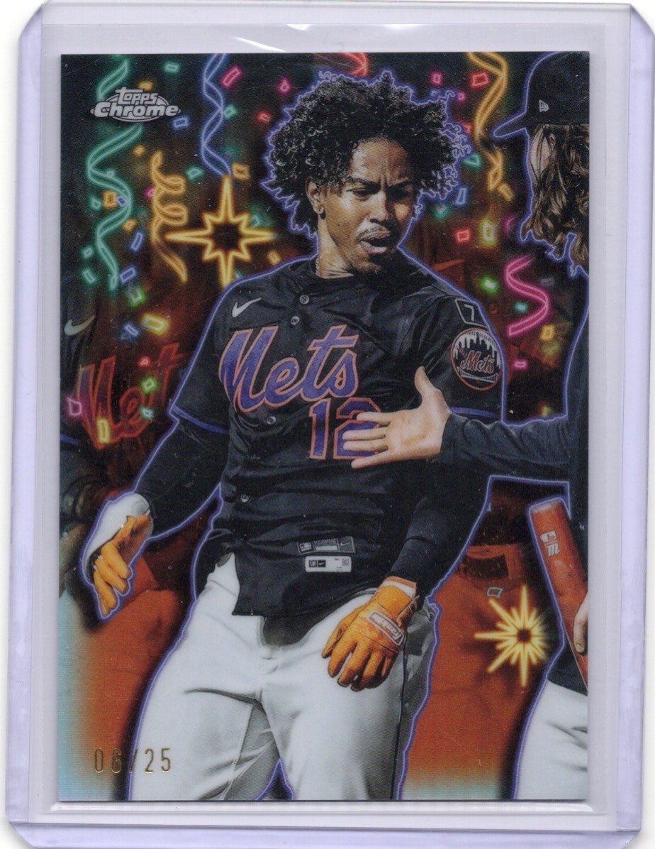 2025 Topps Chrome Update Francisco Lindor Celebracion Orange 6/25 Mets SSP