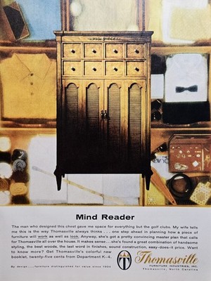 Thomasville NC Furniture Mind Reader Chest Designed For Eveything Print Ad 1963