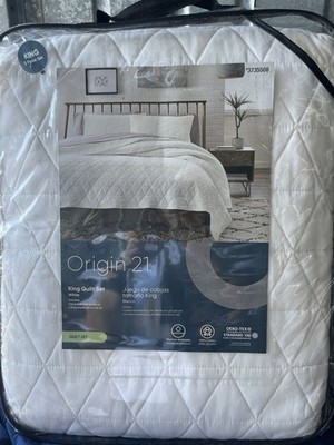 Origin 21 Triangle Stitch 3 Piece Full/King Quilt Set New