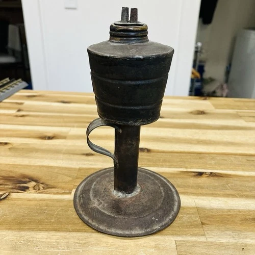 Antique 19th Century Tin Lamp (Whale Oil? Kerosene?)