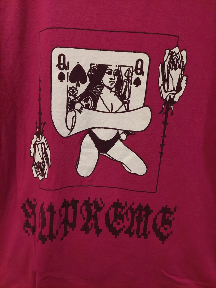 Camiseta Supreme Reina de Corazones Para Hombre Talla M - Magenta - Streetwear Foto 2 de 4