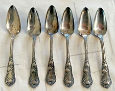 6 Vintage Grapefruit Spoons Orange Pattern Silverplate/Oneida Community O.C. A1