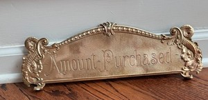 Original National Cash Register Top Sign 332, 333, 349, 356, etc.. Red Brass